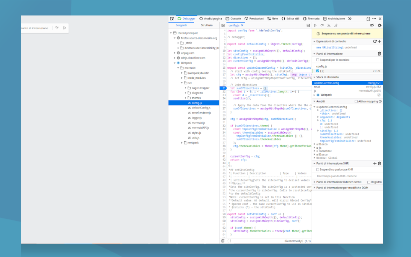 Tab Debugger di Firefox Dev Tools